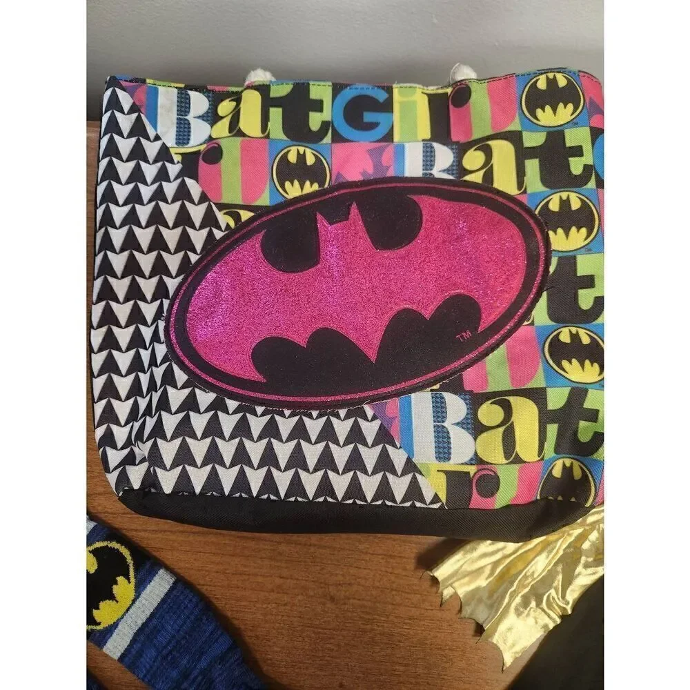 💕Batman/Batgirl lot. Batman/Batgirl Tote Bag Colorful Pink Retro Handbag Polyes